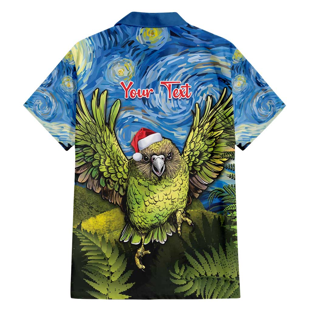 Personalised Jumping Kakapo Christmas Family Matching Off Shoulder Short Dress and Hawaiian Shirt New Zealand Fern - Starry Night Style LT14 - Polynesian Pride