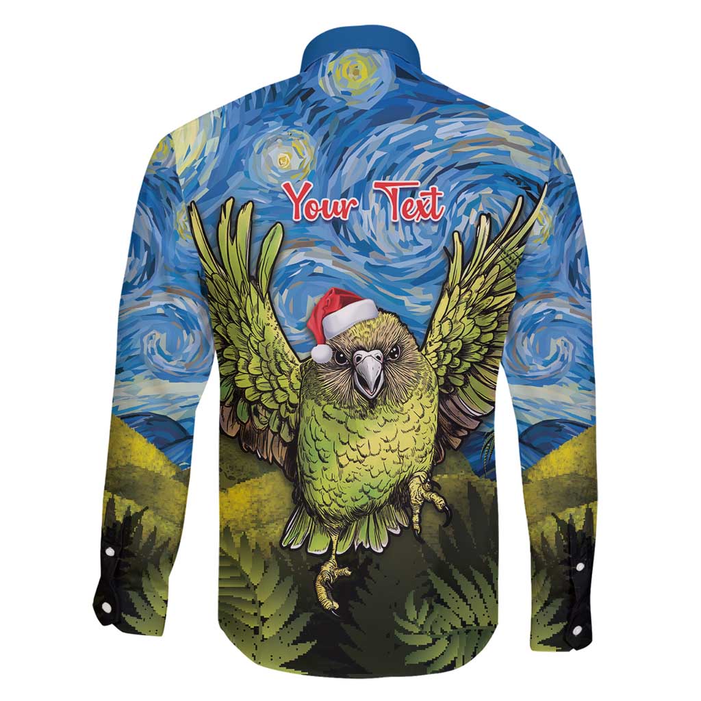 Personalised Jumping Kakapo Christmas Family Matching Off Shoulder Short Dress and Hawaiian Shirt New Zealand Fern - Starry Night Style LT14 - Polynesian Pride