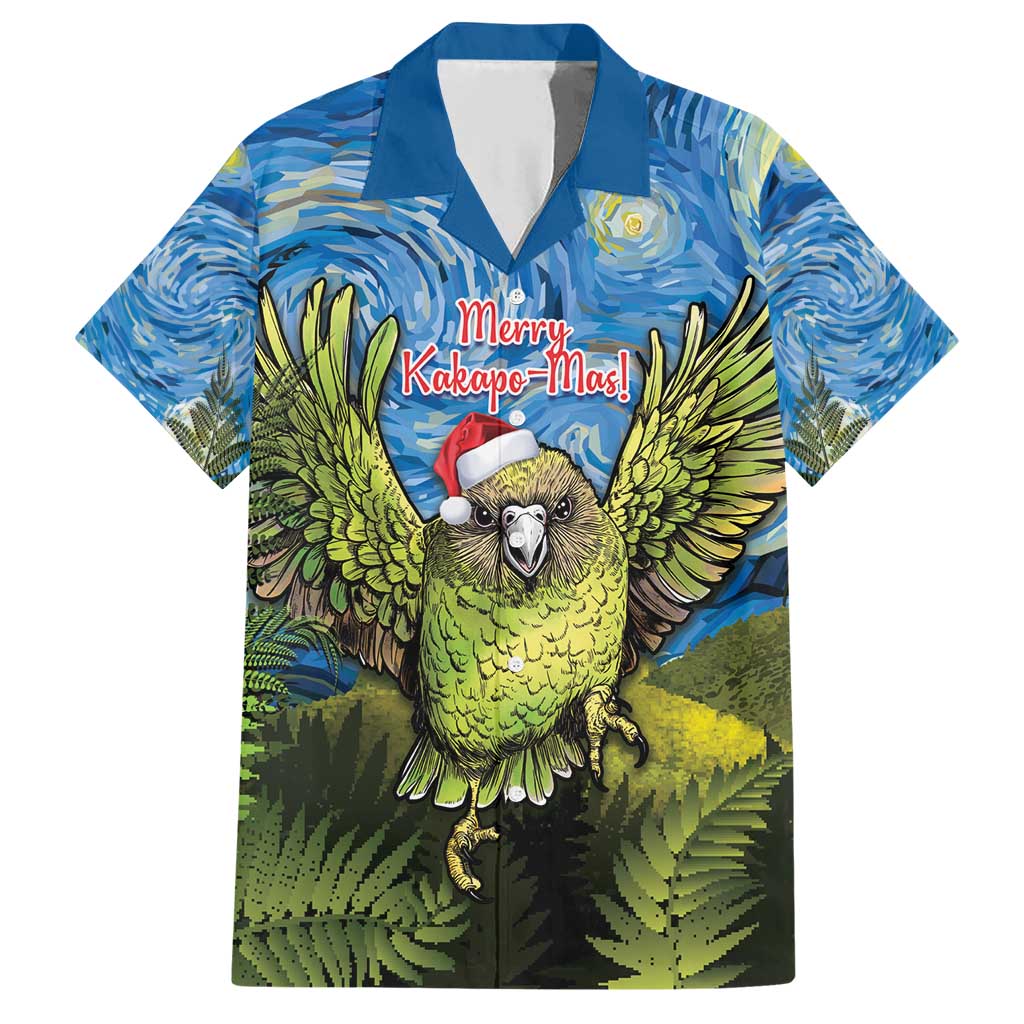 Personalised Jumping Kakapo Christmas Family Matching Short Sleeve Bodycon Dress and Hawaiian Shirt New Zealand Fern - Starry Night Style LT14 Dad's Shirt - Short Sleeve Green - Polynesian Pride