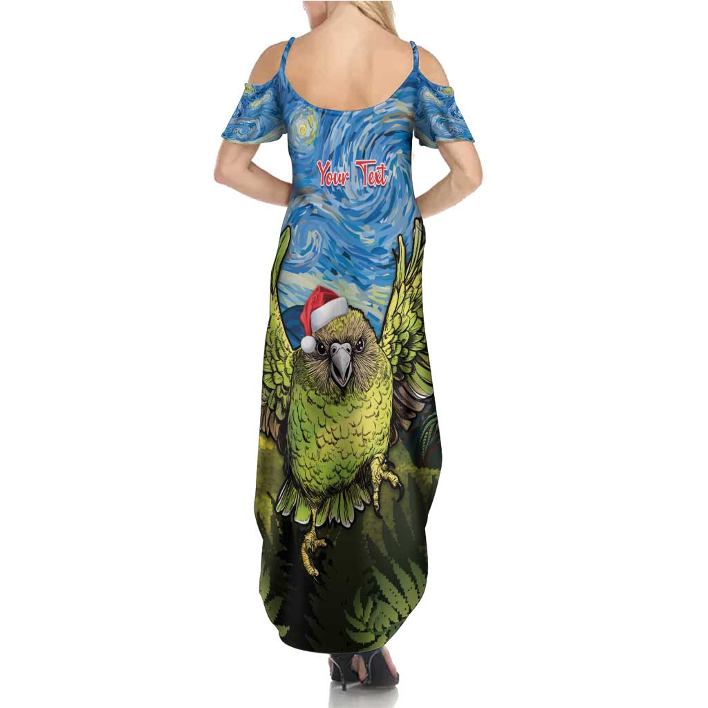 Personalised Jumping Kakapo Christmas Family Matching Summer Maxi Dress and Hawaiian Shirt New Zealand Fern - Starry Night Style LT14 - Polynesian Pride