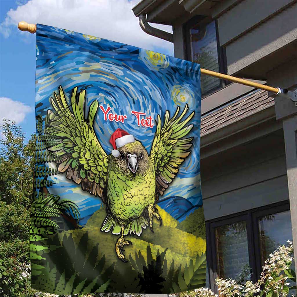 Personalised Jumping Kakapo Christmas Garden Flag New Zealand Fern - Starry Night Style LT14 - Polynesian Pride