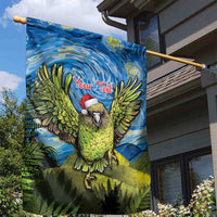 Personalised Jumping Kakapo Christmas Garden Flag New Zealand Fern - Starry Night Style LT14 - Polynesian Pride