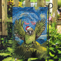 Personalised Jumping Kakapo Christmas Garden Flag New Zealand Fern - Starry Night Style LT14 Garden Flag Green - Polynesian Pride
