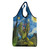 Personalised Jumping Kakapo Christmas Grocery Bag New Zealand Fern - Starry Night Style LT14 - Polynesian Pride