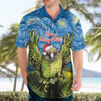 Personalised Jumping Kakapo Christmas Hawaiian Shirt New Zealand Fern - Starry Night Style LT14 - Polynesian Pride