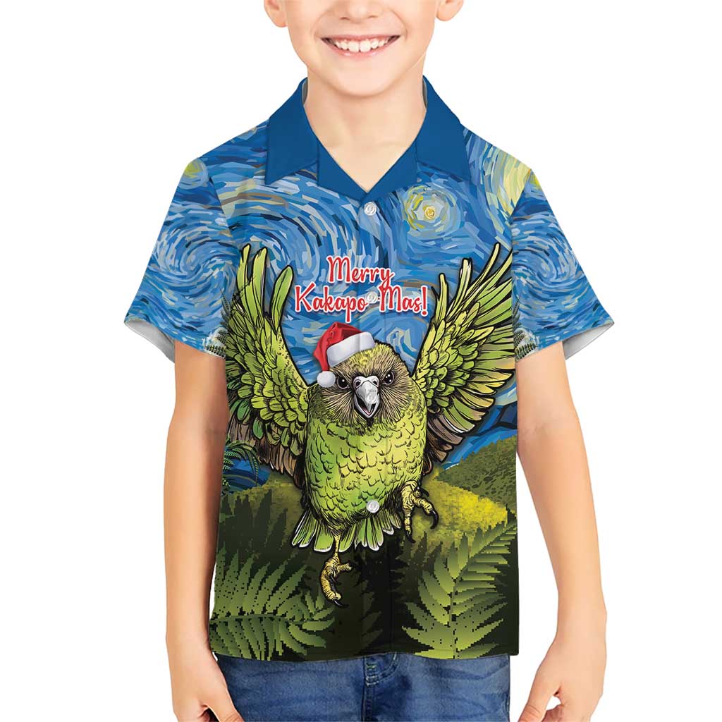 Personalised Jumping Kakapo Christmas Hawaiian Shirt New Zealand Fern - Starry Night Style LT14 - Polynesian Pride