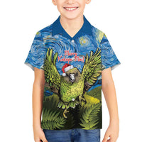 Personalised Jumping Kakapo Christmas Hawaiian Shirt New Zealand Fern - Starry Night Style LT14 - Polynesian Pride