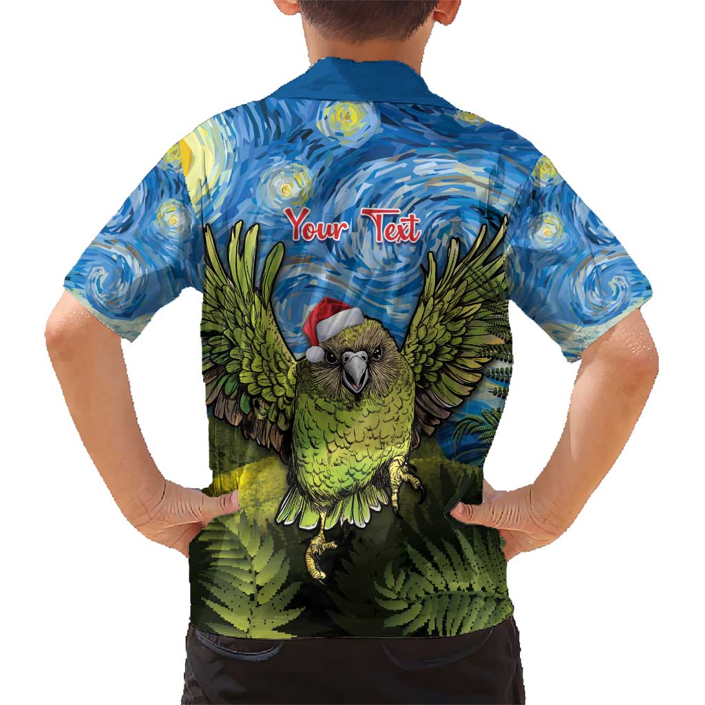 Personalised Jumping Kakapo Christmas Hawaiian Shirt New Zealand Fern - Starry Night Style LT14 - Polynesian Pride