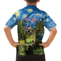 Personalised Jumping Kakapo Christmas Hawaiian Shirt New Zealand Fern - Starry Night Style LT14 - Polynesian Pride