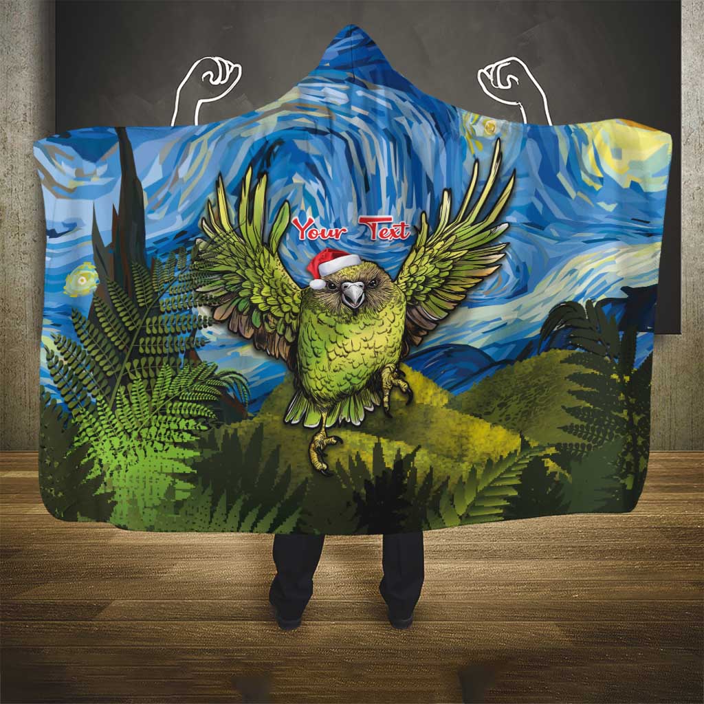 Personalised Jumping Kakapo Christmas Hooded Blanket New Zealand Fern - Starry Night Style LT14 - Polynesian Pride