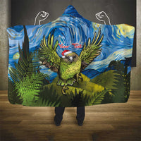 Personalised Jumping Kakapo Christmas Hooded Blanket New Zealand Fern - Starry Night Style LT14 - Polynesian Pride