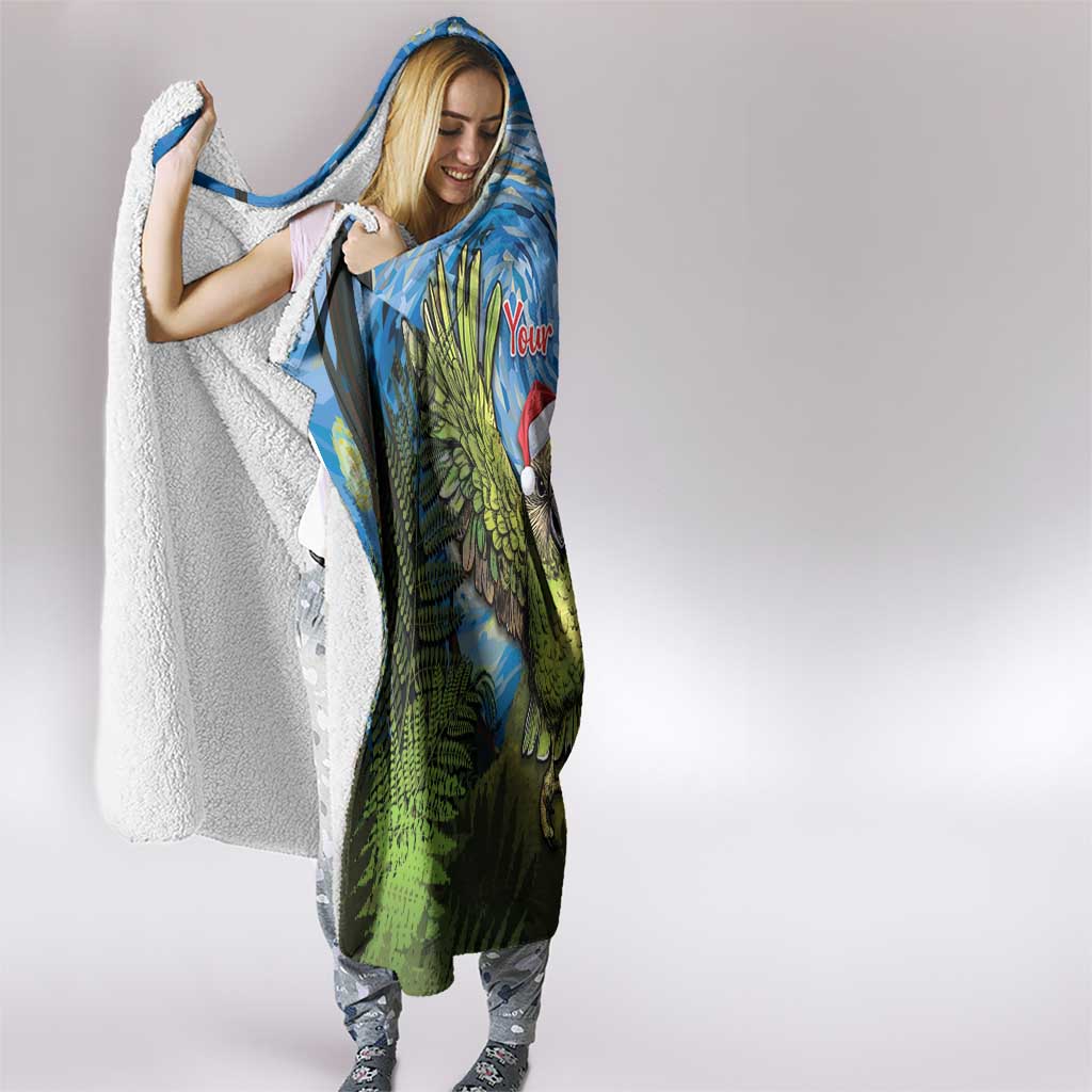 Personalised Jumping Kakapo Christmas Hooded Blanket New Zealand Fern - Starry Night Style LT14 - Polynesian Pride