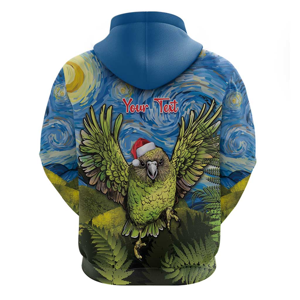 Personalised Jumping Kakapo Christmas Hoodie New Zealand Fern - Starry Night Style LT14 - Polynesian Pride