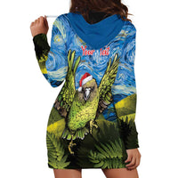 Personalised Jumping Kakapo Christmas Hoodie Dress New Zealand Fern - Starry Night Style LT14 - Polynesian Pride