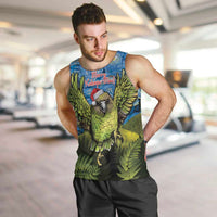 Personalised Jumping Kakapo Christmas Men Tank Top New Zealand Fern - Starry Night Style LT14 Green - Polynesian Pride