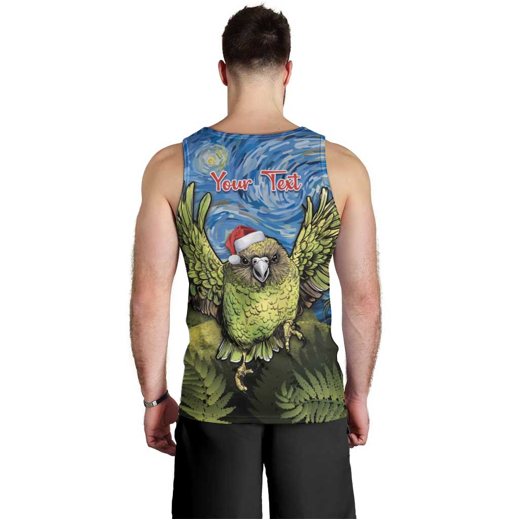 Personalised Jumping Kakapo Christmas Men Tank Top New Zealand Fern - Starry Night Style LT14 - Polynesian Pride
