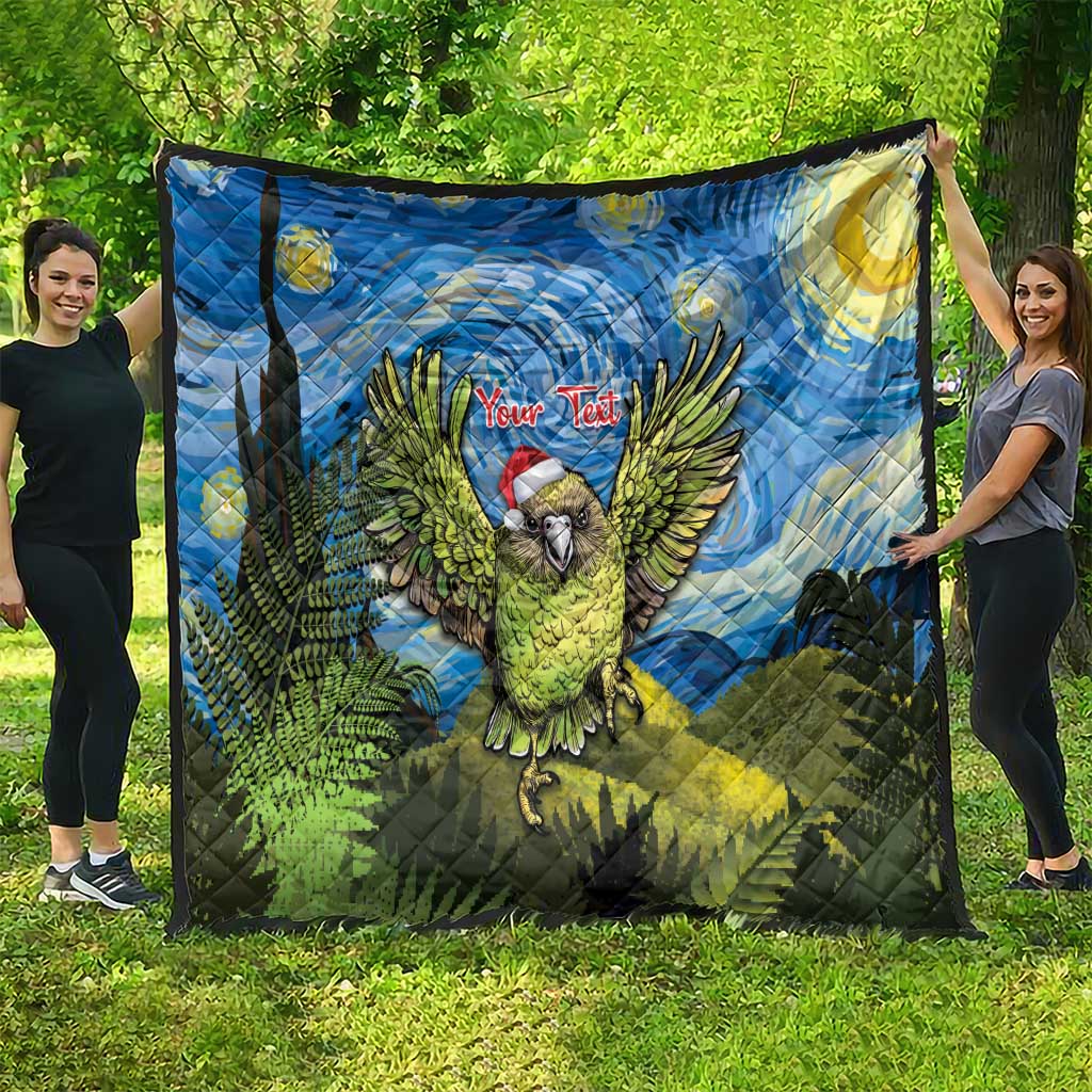 Personalised Jumping Kakapo Christmas Quilt New Zealand Fern - Starry Night Style LT14 - Polynesian Pride