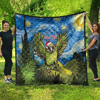 Personalised Jumping Kakapo Christmas Quilt New Zealand Fern - Starry Night Style LT14 - Polynesian Pride