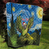 Personalised Jumping Kakapo Christmas Quilt New Zealand Fern - Starry Night Style LT14 - Polynesian Pride