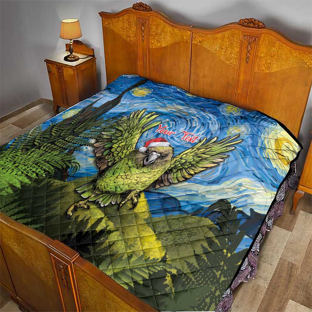 Personalised Jumping Kakapo Christmas Quilt New Zealand Fern - Starry Night Style LT14 - Polynesian Pride