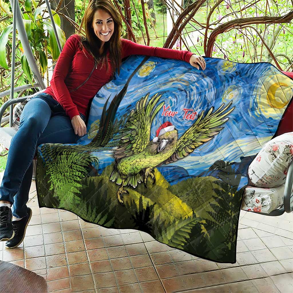 Personalised Jumping Kakapo Christmas Quilt New Zealand Fern - Starry Night Style LT14 - Polynesian Pride