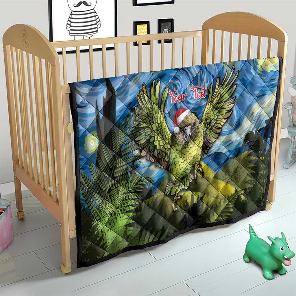 Personalised Jumping Kakapo Christmas Quilt New Zealand Fern - Starry Night Style LT14 - Polynesian Pride