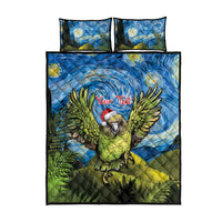 Personalised Jumping Kakapo Christmas Quilt Bed Set New Zealand Fern - Starry Night Style LT14 - Polynesian Pride