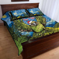Personalised Jumping Kakapo Christmas Quilt Bed Set New Zealand Fern - Starry Night Style LT14 - Polynesian Pride