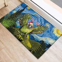 Personalised Jumping Kakapo Christmas Rubber Doormat New Zealand Fern - Starry Night Style LT14 - Polynesian Pride