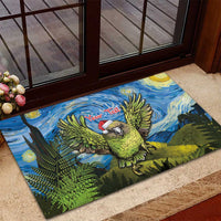 Personalised Jumping Kakapo Christmas Rubber Doormat New Zealand Fern - Starry Night Style LT14 - Polynesian Pride