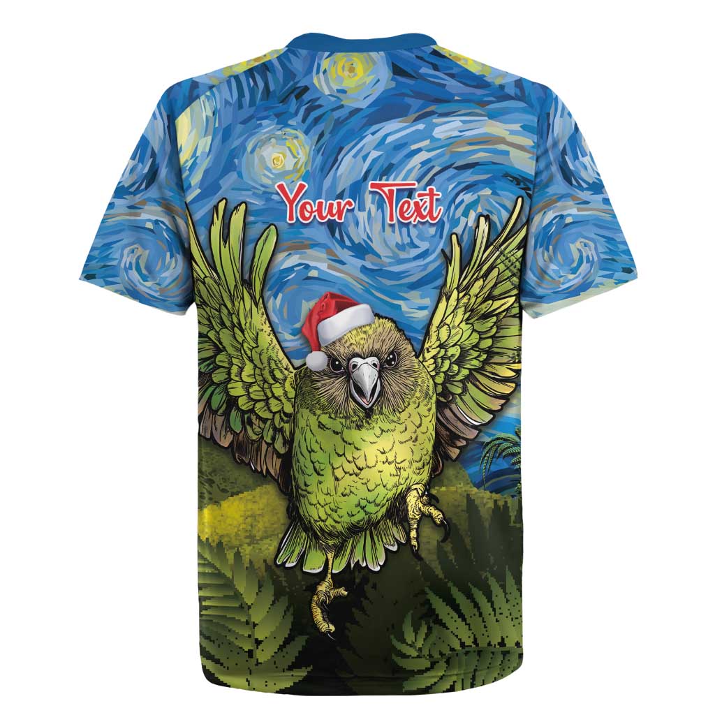 Personalised Jumping Kakapo Christmas Rugby Jersey New Zealand Fern - Starry Night Style LT14 - Polynesian Pride