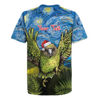 Personalised Jumping Kakapo Christmas Rugby Jersey New Zealand Fern - Starry Night Style LT14 - Polynesian Pride