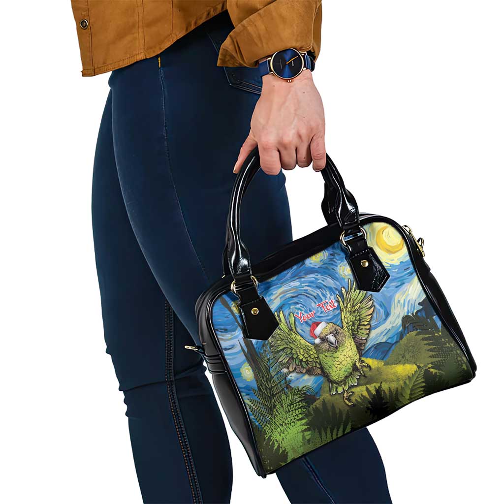 Personalised Jumping Kakapo Christmas Shoulder Handbag New Zealand Fern - Starry Night Style LT14 - Polynesian Pride