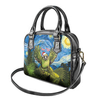 Personalised Jumping Kakapo Christmas Shoulder Handbag New Zealand Fern - Starry Night Style LT14 - Polynesian Pride