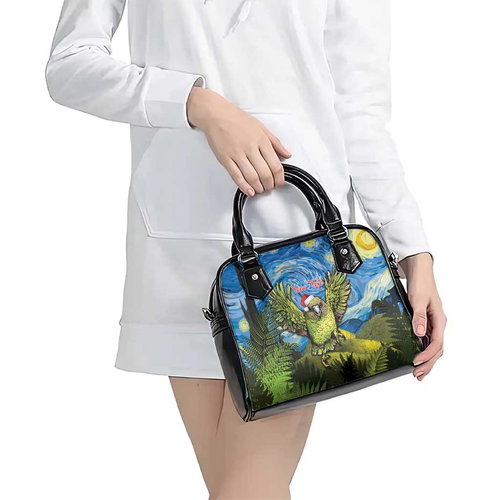 Personalised Jumping Kakapo Christmas Shoulder Handbag New Zealand Fern - Starry Night Style LT14 - Polynesian Pride