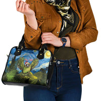 Personalised Jumping Kakapo Christmas Shoulder Handbag New Zealand Fern - Starry Night Style LT14 - Polynesian Pride