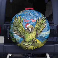Personalised Jumping Kakapo Christmas Spare Tire Cover New Zealand Fern - Starry Night Style LT14 - Polynesian Pride
