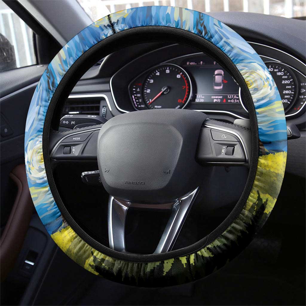 Jumping Kakapo Christmas Steering Wheel Cover New Zealand Fern - Starry Night Style LT14 - Polynesian Pride