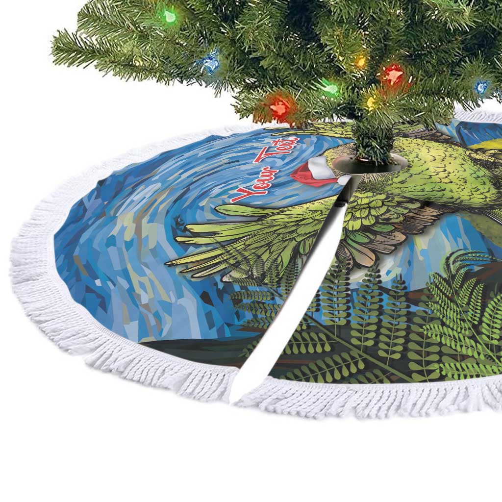 Personalised Jumping Kakapo Christmas Tree Skirt New Zealand Fern - Starry Night Style LT14 - Polynesian Pride