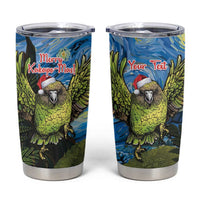 Personalised Jumping Kakapo Christmas Tumbler Cup New Zealand Fern - Starry Night Style LT14 Green - Polynesian Pride