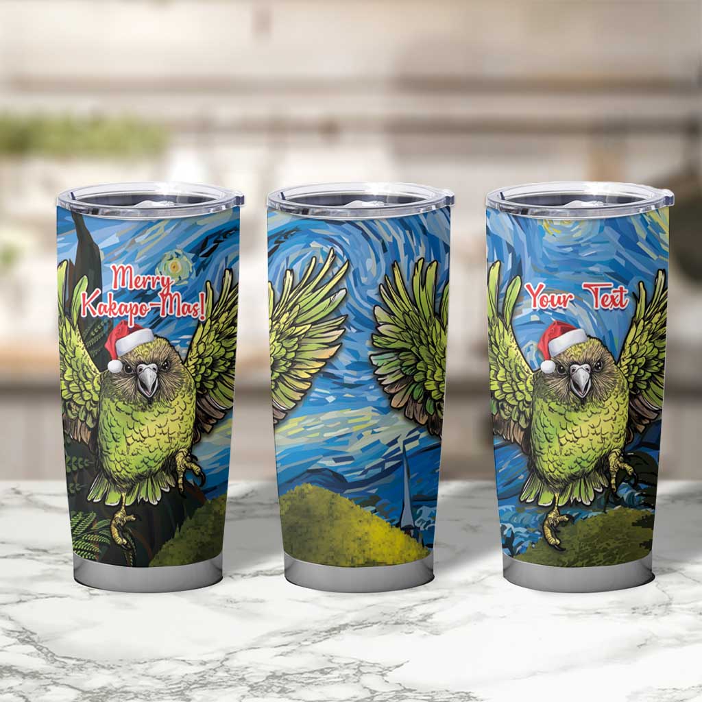 Personalised Jumping Kakapo Christmas Tumbler Cup New Zealand Fern - Starry Night Style LT14 - Polynesian Pride