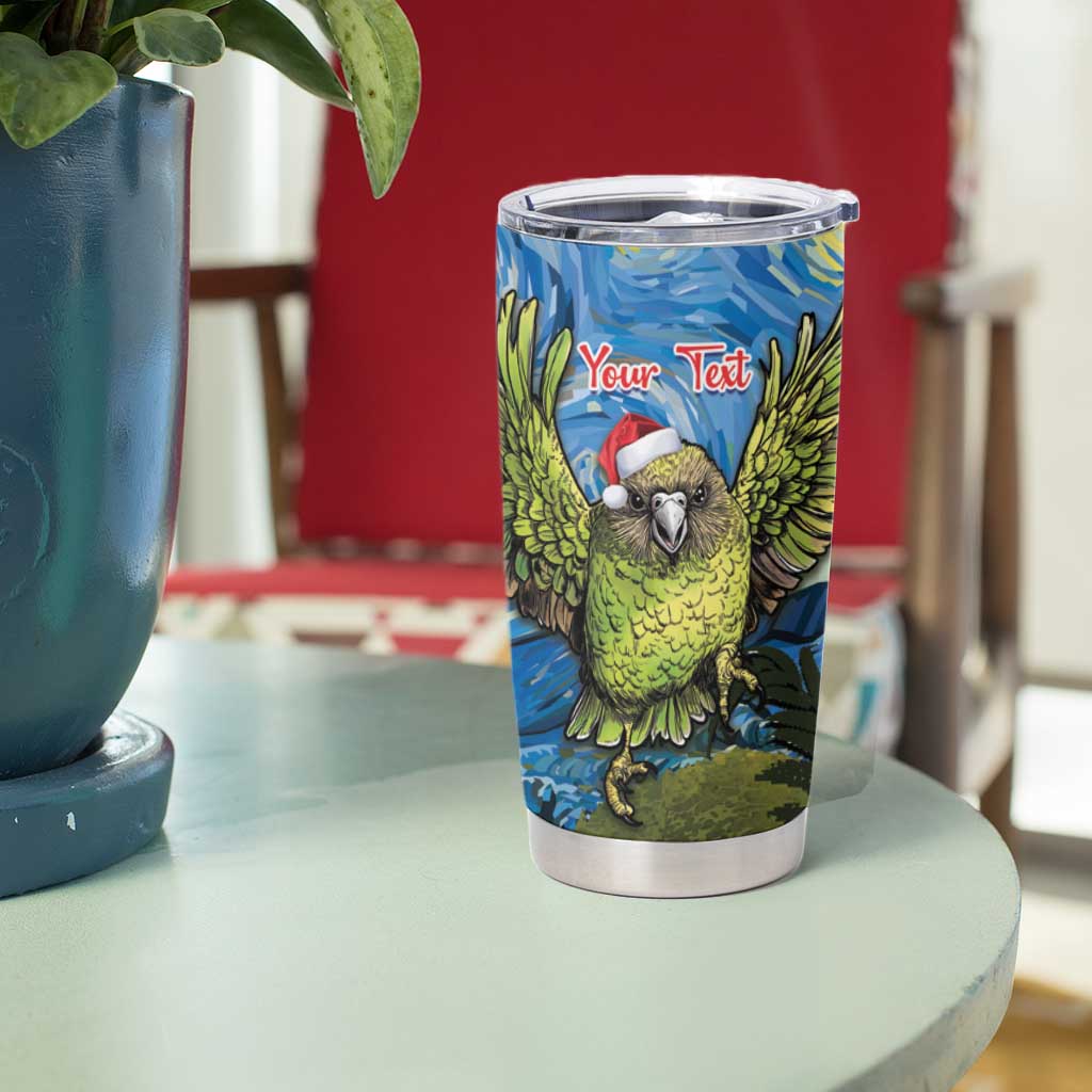 Personalised Jumping Kakapo Christmas Tumbler Cup New Zealand Fern - Starry Night Style LT14 - Polynesian Pride