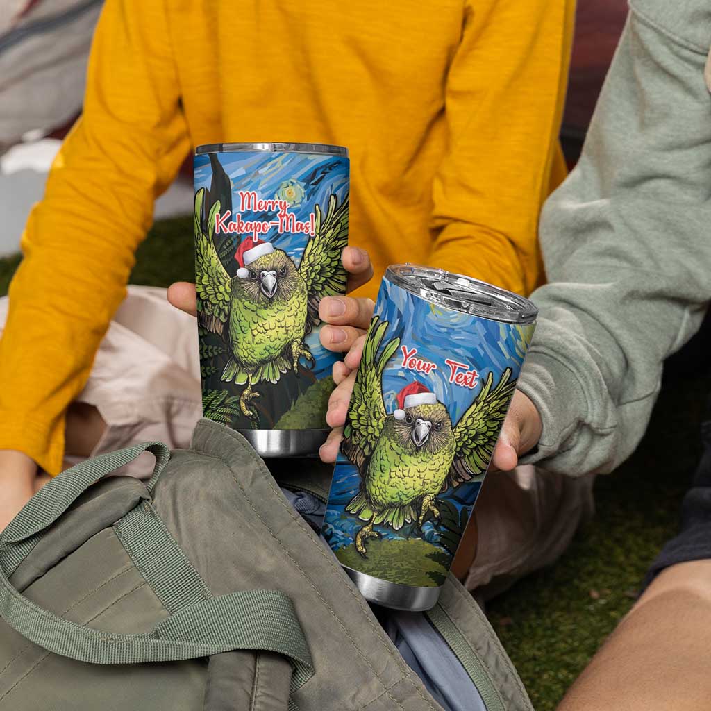 Personalised Jumping Kakapo Christmas Tumbler Cup New Zealand Fern - Starry Night Style LT14 - Polynesian Pride