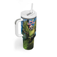 Personalised Jumping Kakapo Christmas Tumbler With Handle New Zealand Fern - Starry Night Style LT14 - Polynesian Pride