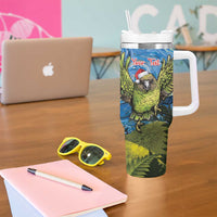 Personalised Jumping Kakapo Christmas Tumbler With Handle New Zealand Fern - Starry Night Style LT14 - Polynesian Pride