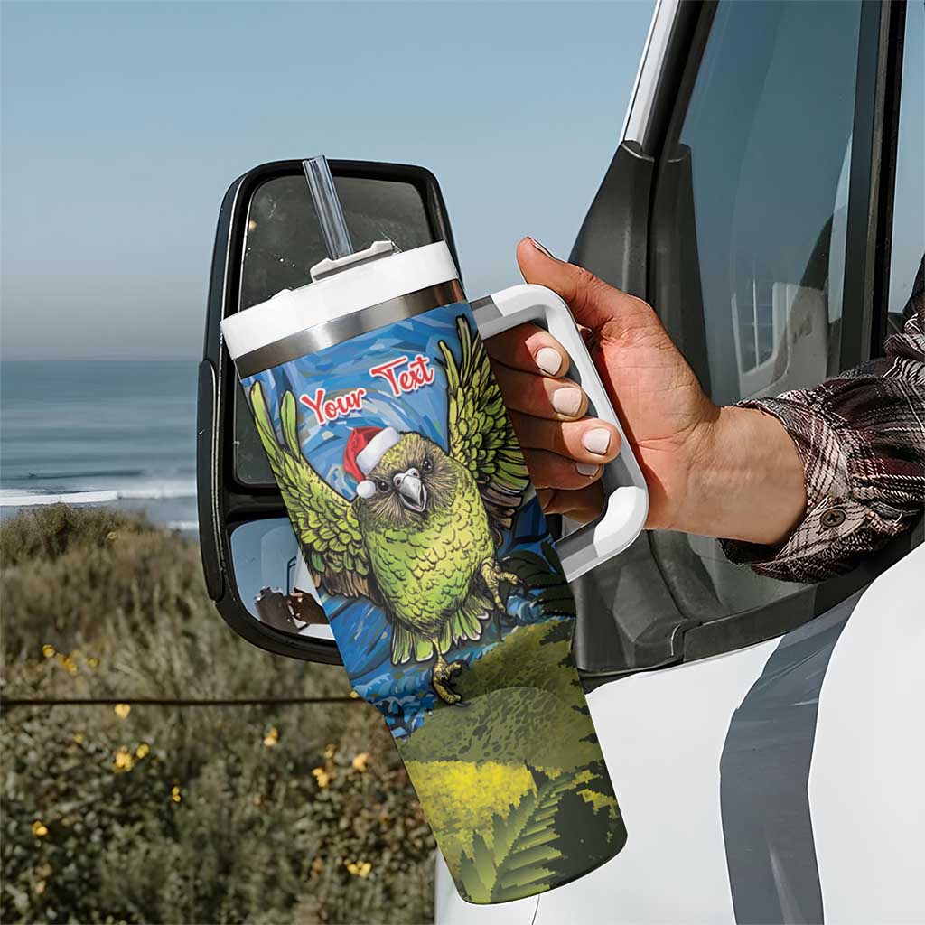 Personalised Jumping Kakapo Christmas Tumbler With Handle New Zealand Fern - Starry Night Style LT14 - Polynesian Pride