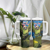 Personalised Jumping Kakapo Christmas Tumbler With Handle New Zealand Fern - Starry Night Style LT14 - Polynesian Pride