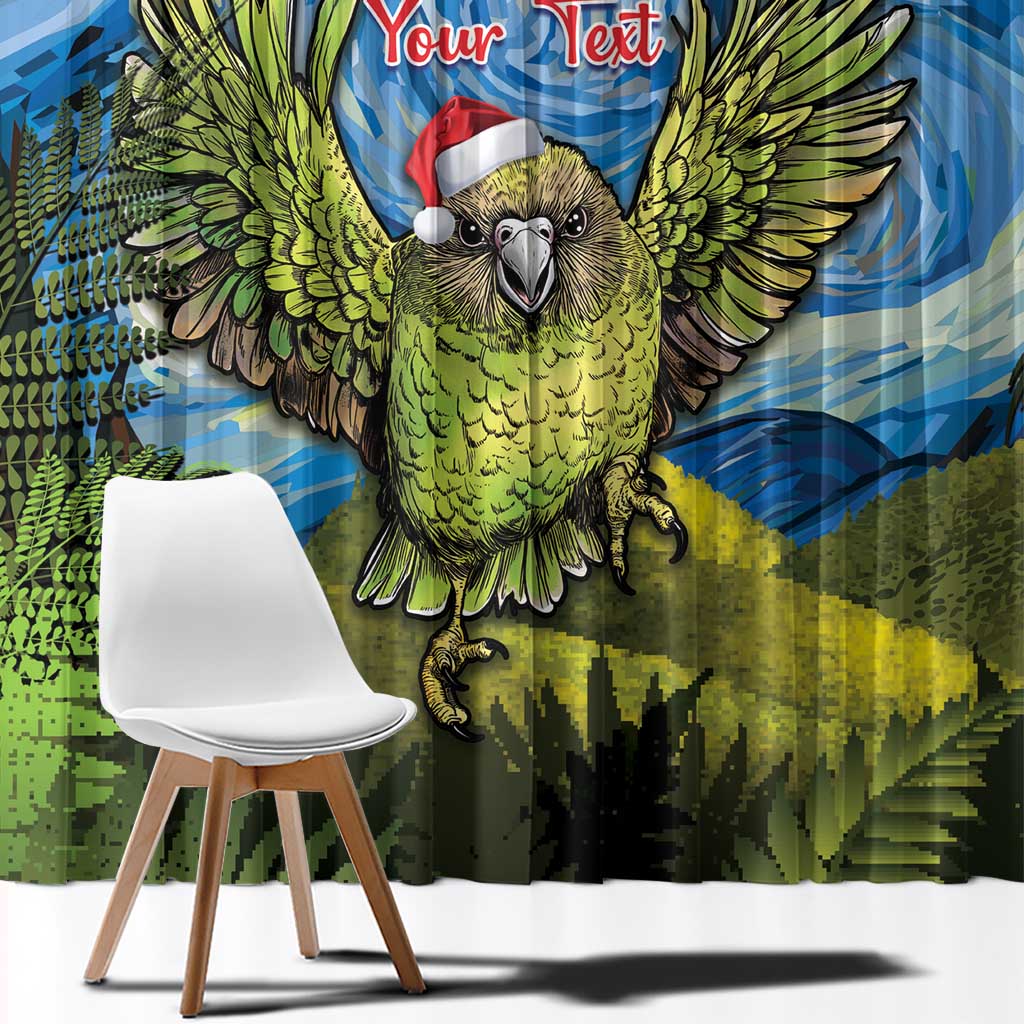 Personalised Jumping Kakapo Christmas Window Curtain New Zealand Fern - Starry Night Style LT14 - Polynesian Pride