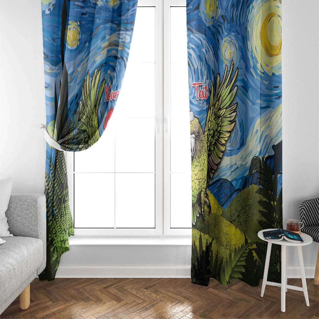 Personalised Jumping Kakapo Christmas Window Curtain New Zealand Fern - Starry Night Style LT14 - Polynesian Pride