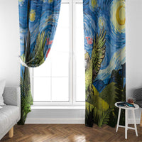 Personalised Jumping Kakapo Christmas Window Curtain New Zealand Fern - Starry Night Style LT14 - Polynesian Pride